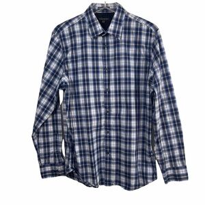 Banana Republic Medium Men's Blue Plaid Casual Button Front Dress Shirt